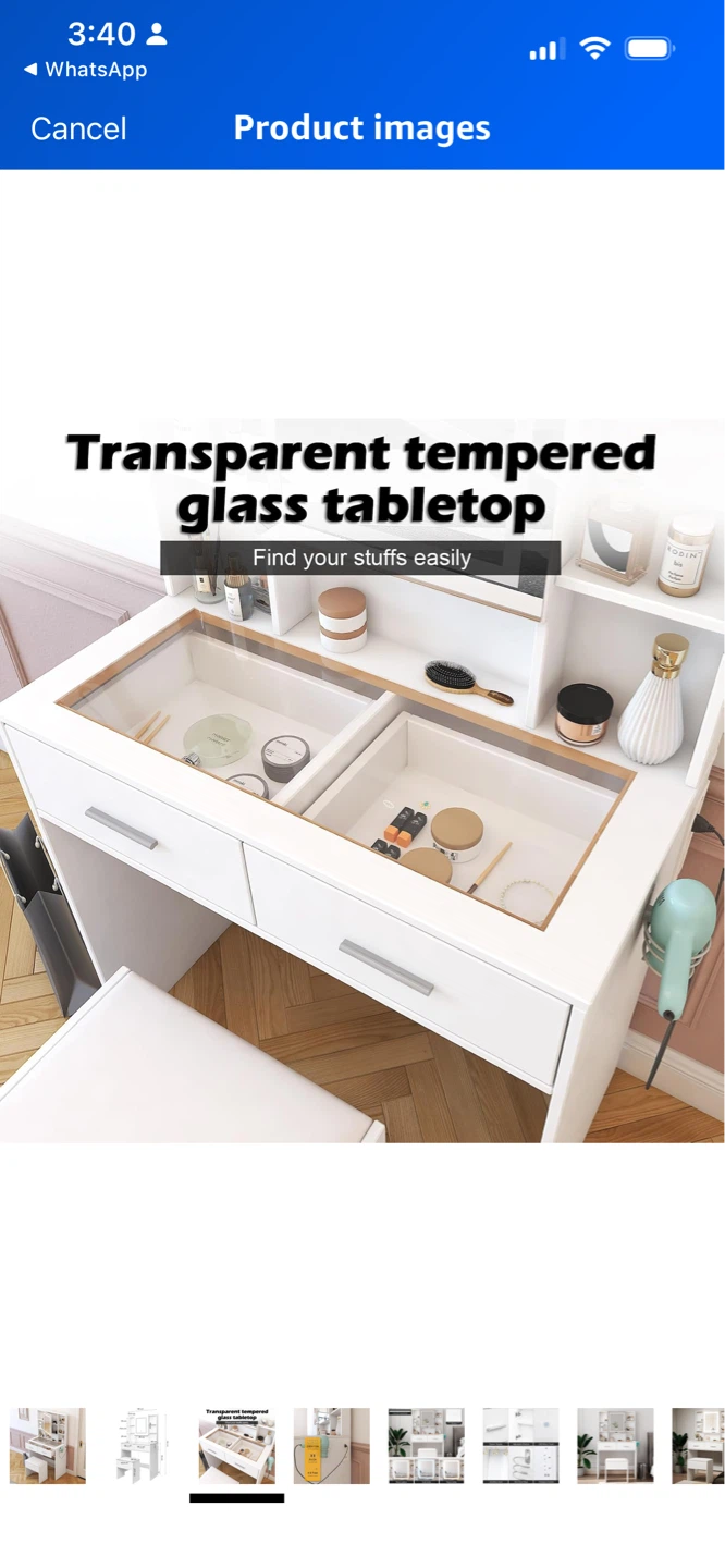 New White Vanity Desk with Mirror and Stool - photo 3