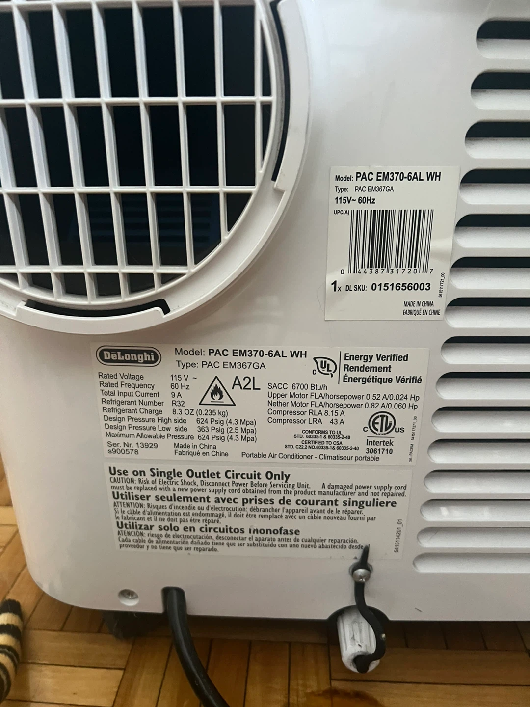 De'Longhi Portable Air Conditioner 11,500 BTU - photo 5