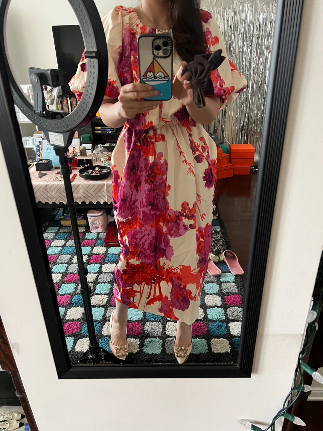 Floral Maxi Dress with Puff Sleeves - photo 4