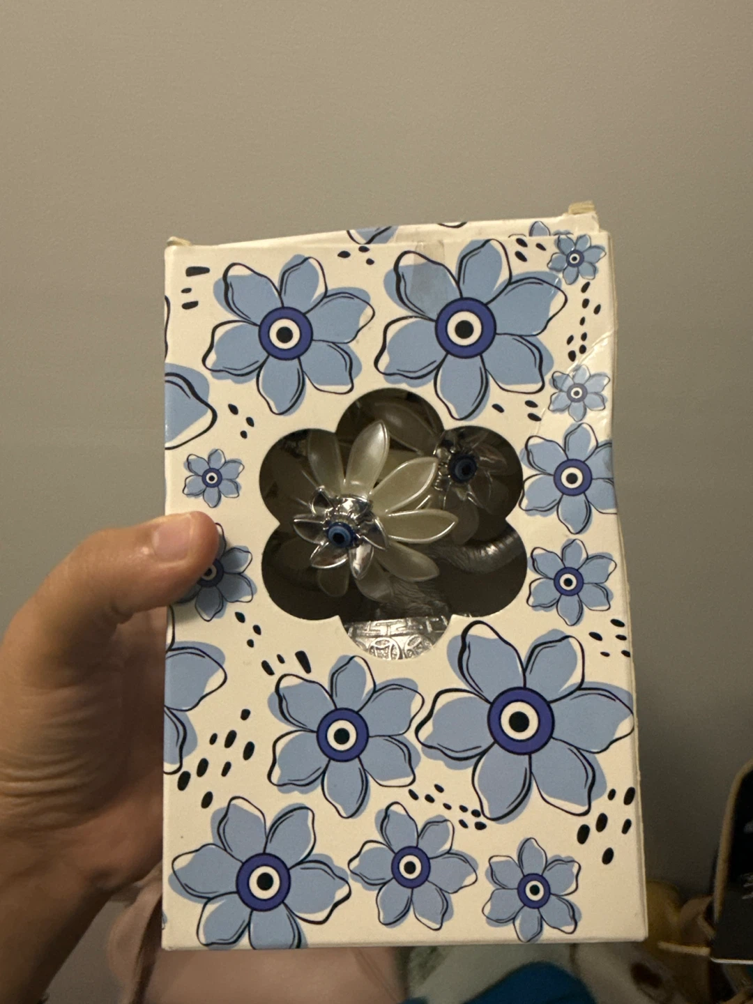 Decorative Flower Ornament with Evil Eye Base