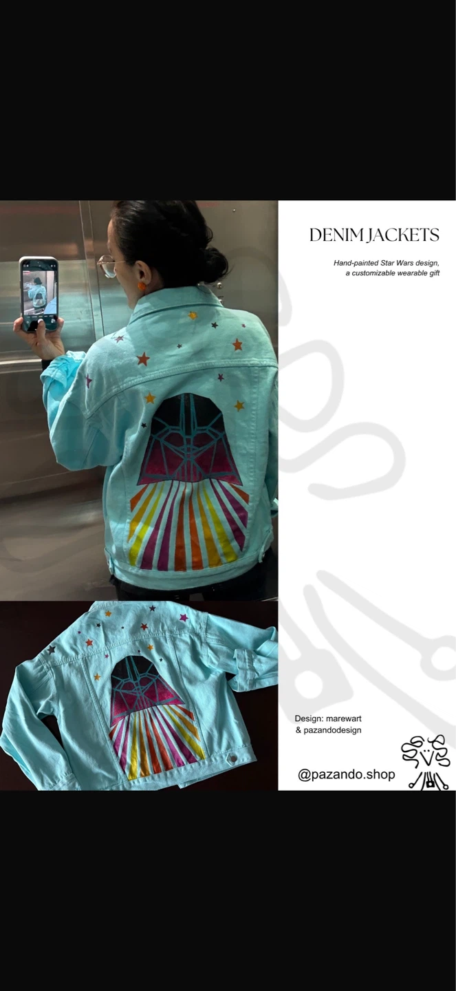 Hand-Painted Blue Denim Jacket - photo 2