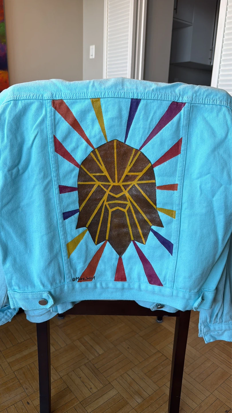 Hand-Painted Blue Denim Jacket