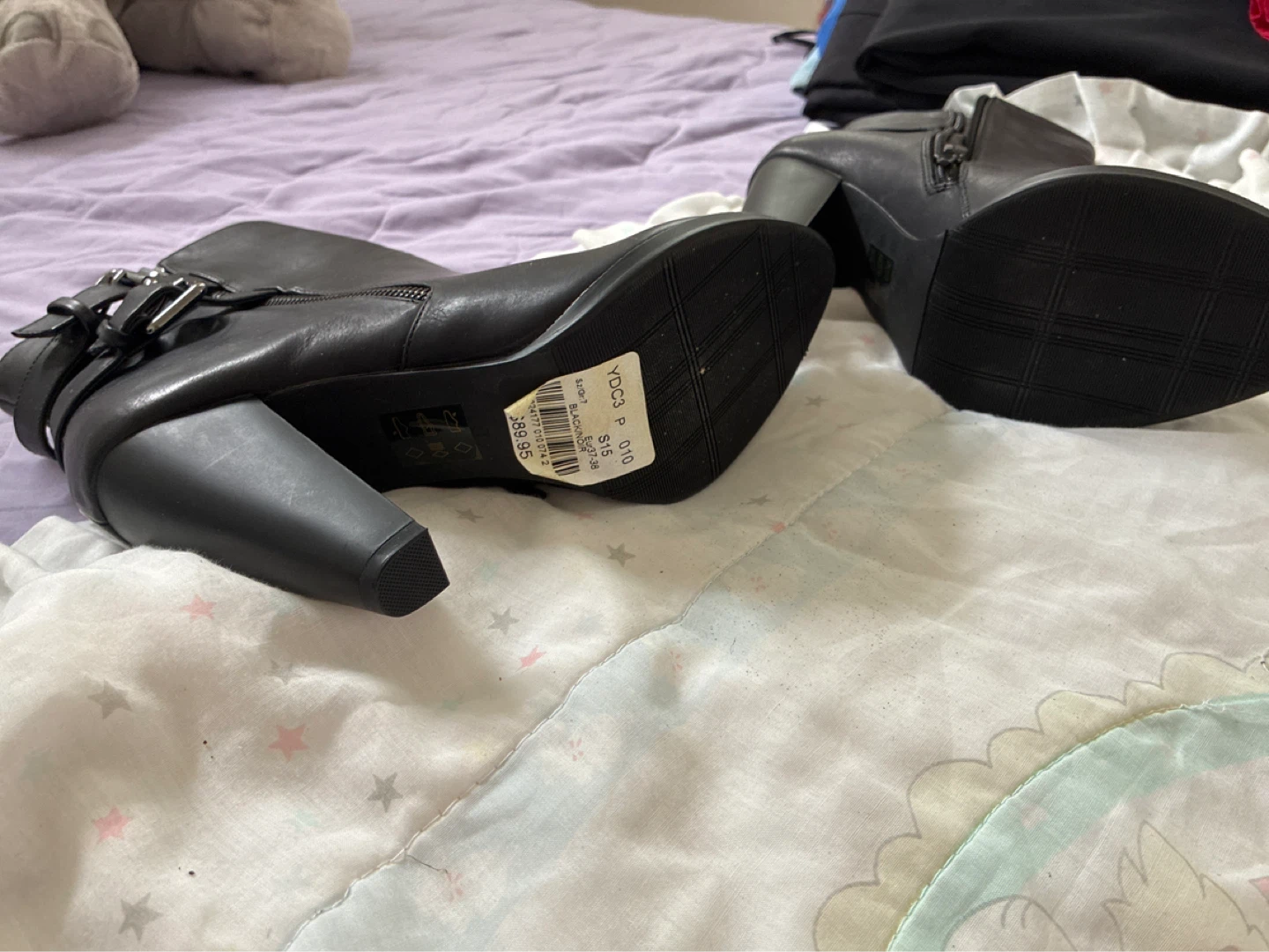 Black Heeled Ankle Boots with Buckle Detail - photo 4