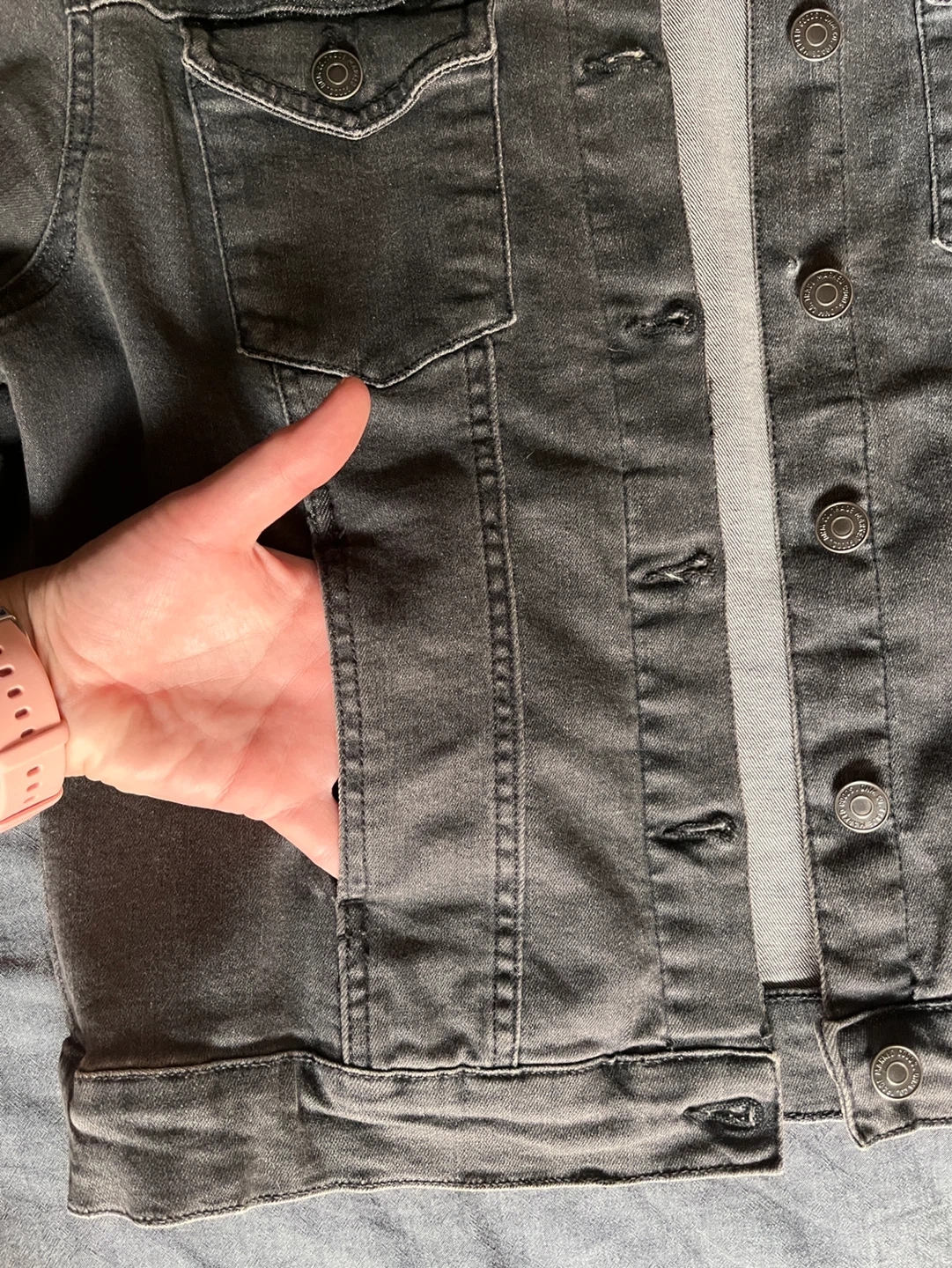 Woman grey denim jacket, size 10 - photo 3