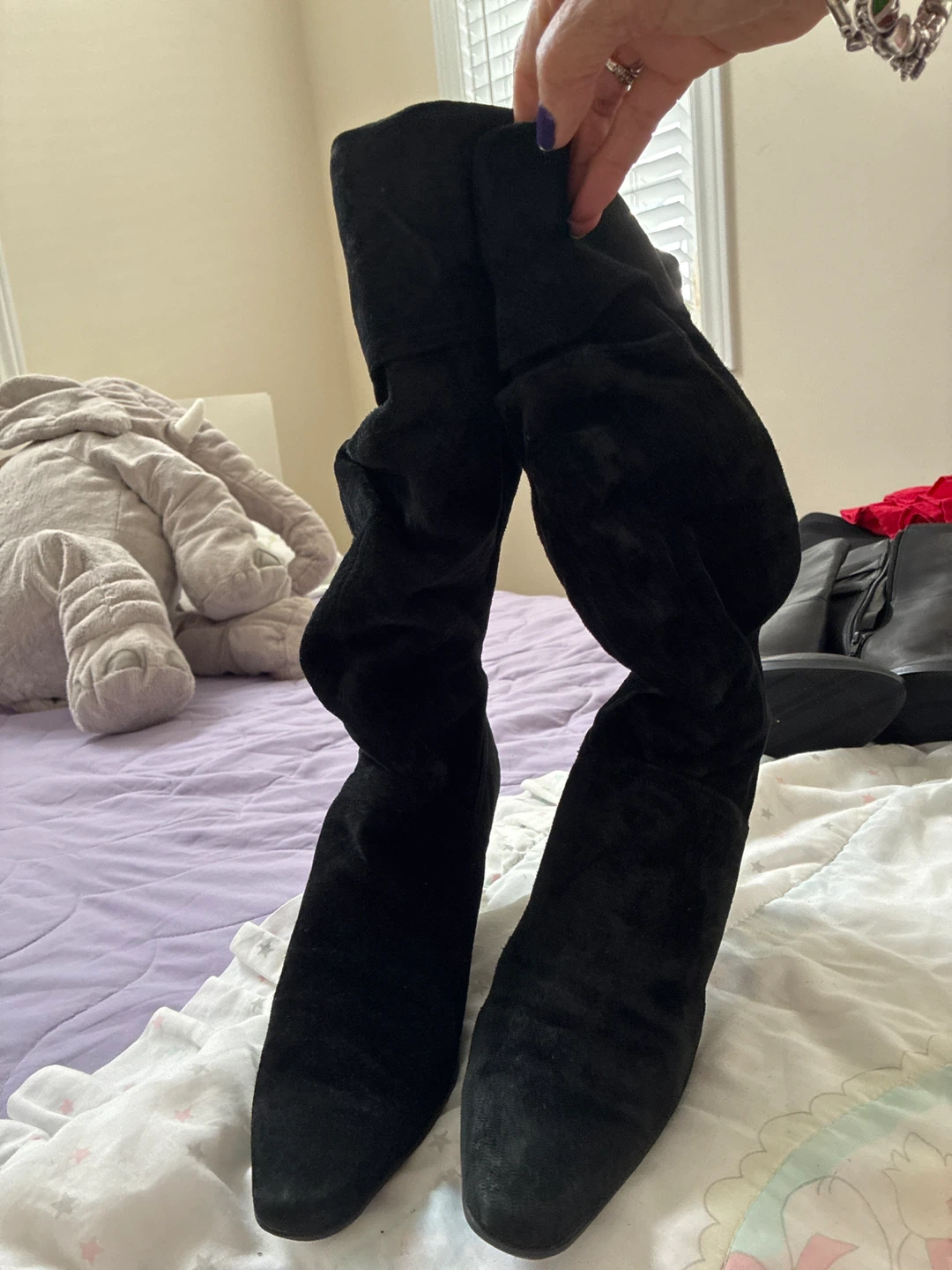 Black Suede Heeled Boots