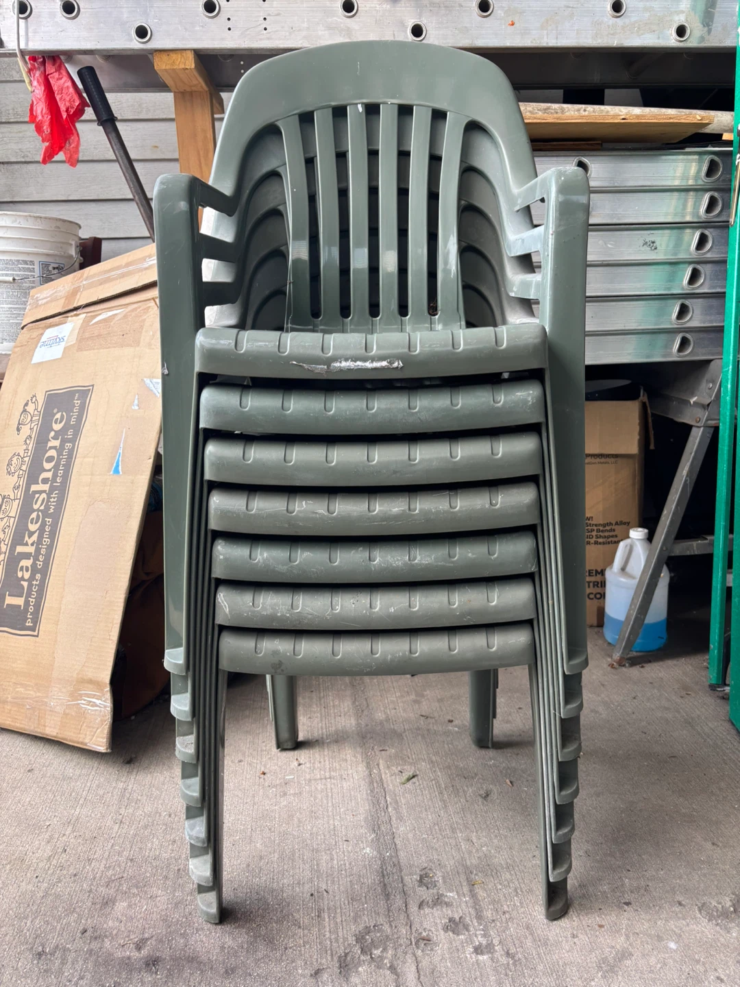 Stackable Plastic Patio Chairs (Set of 7) free table top