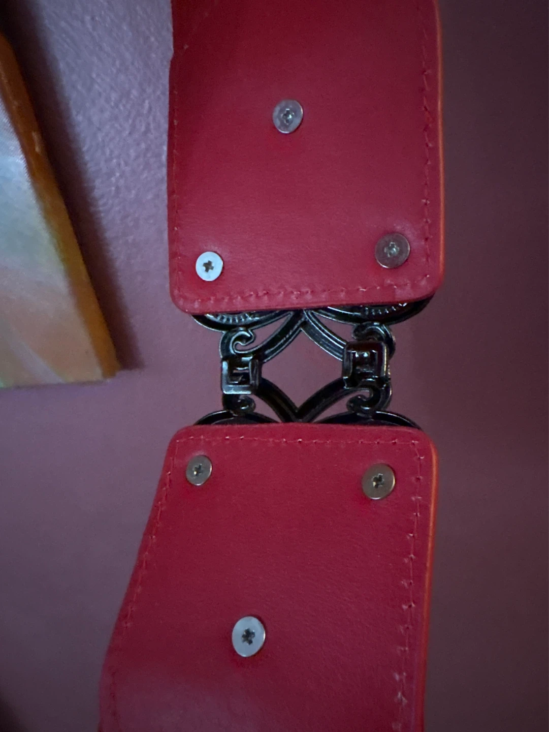 ⚽️ Vintage Syuer Red Elastic Belt Ornate Silver Buckle - photo 4