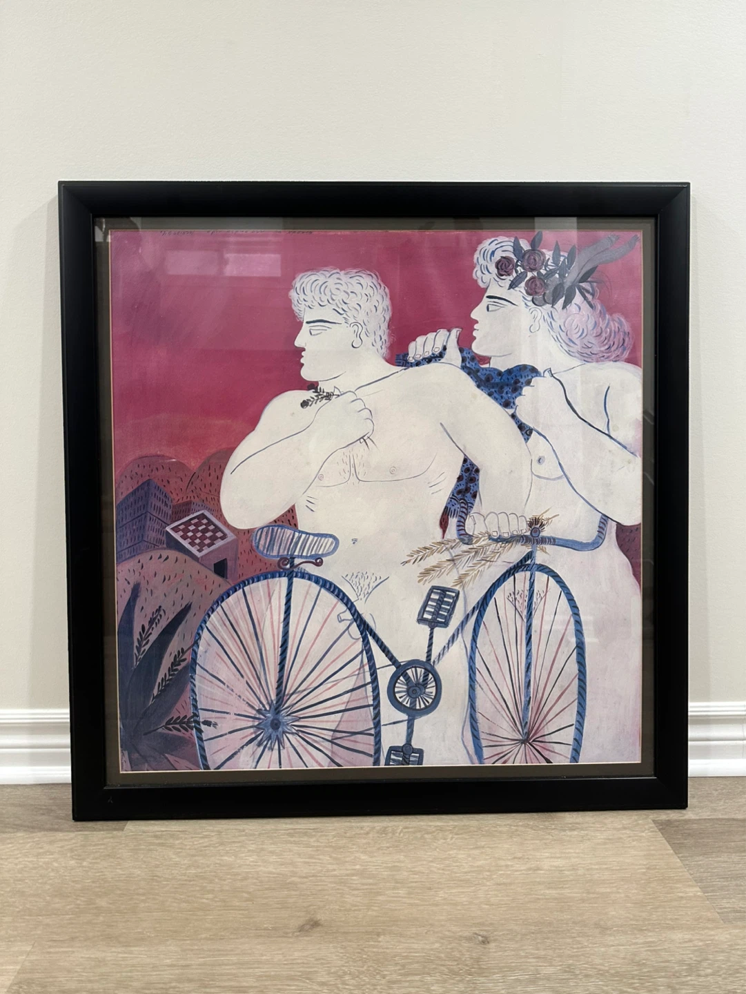 Framed Art Print - Couple with Bicycle