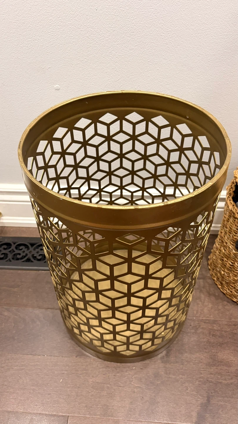 Decorative Gold Metal Waste Bin