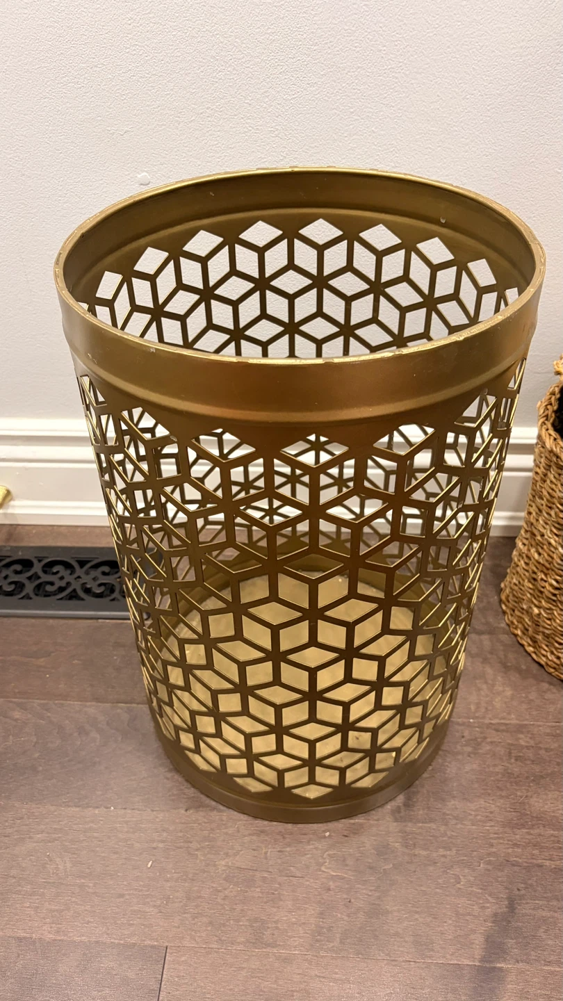 Decorative Gold Metal Waste Bin - photo 2
