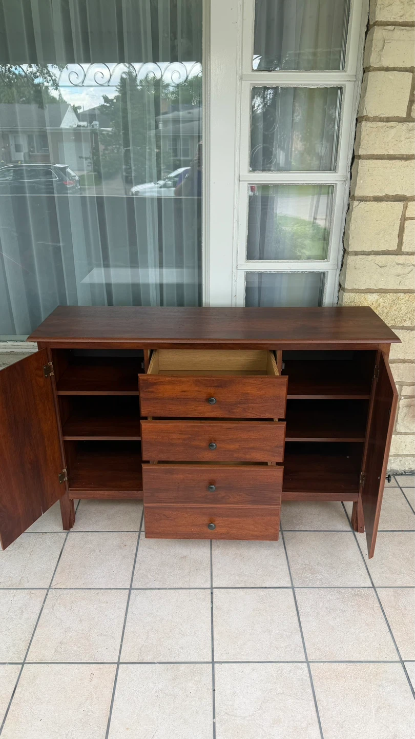 Wooden Sideboard Cabinet with Drawers and Shelves - photo 4