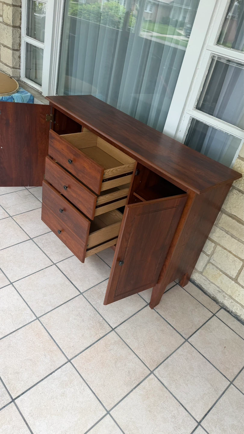 Wooden Sideboard Cabinet with Drawers and Shelves - photo 3