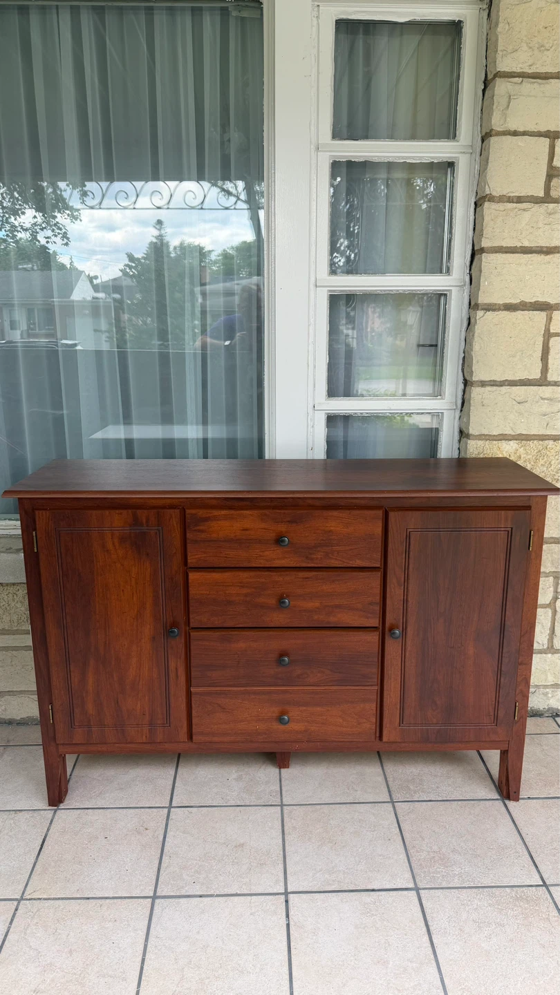 Wooden Sideboard Cabinet with Drawers and Shelves