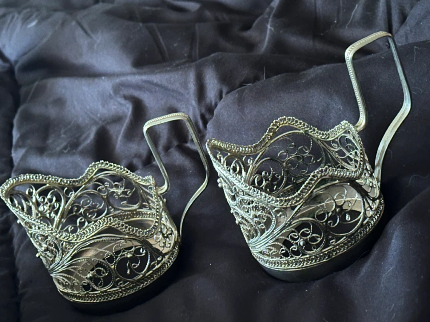 Vintage Russian Filigree Cups and Napkin holder - photo 3
