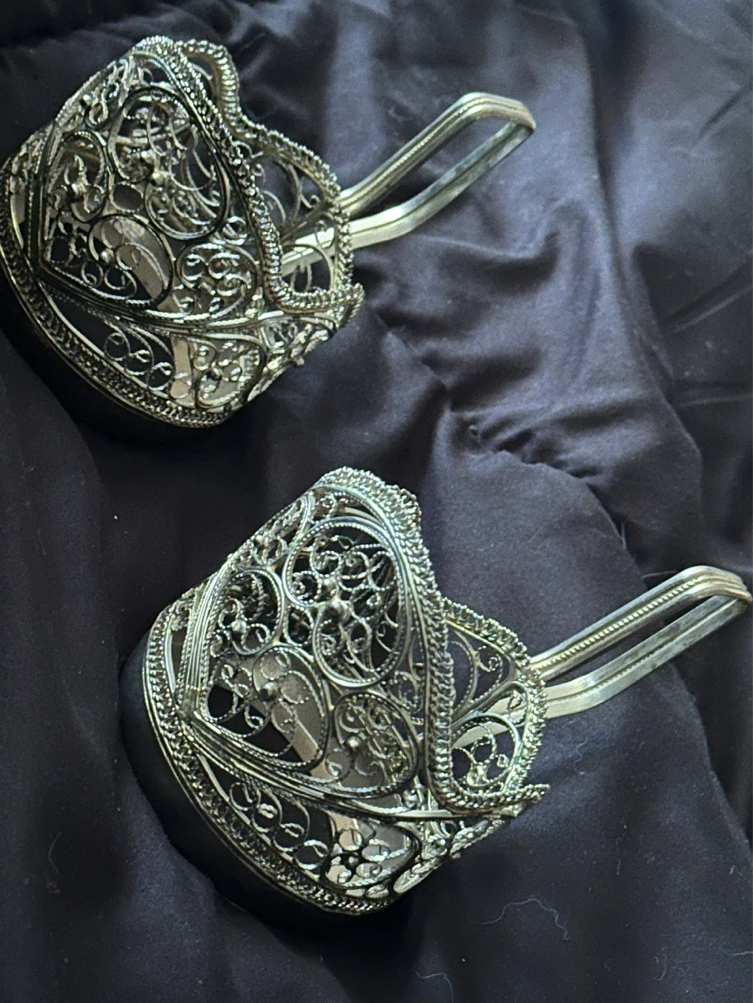 Vintage Russian Filigree Cups and Napkin holder - photo 2