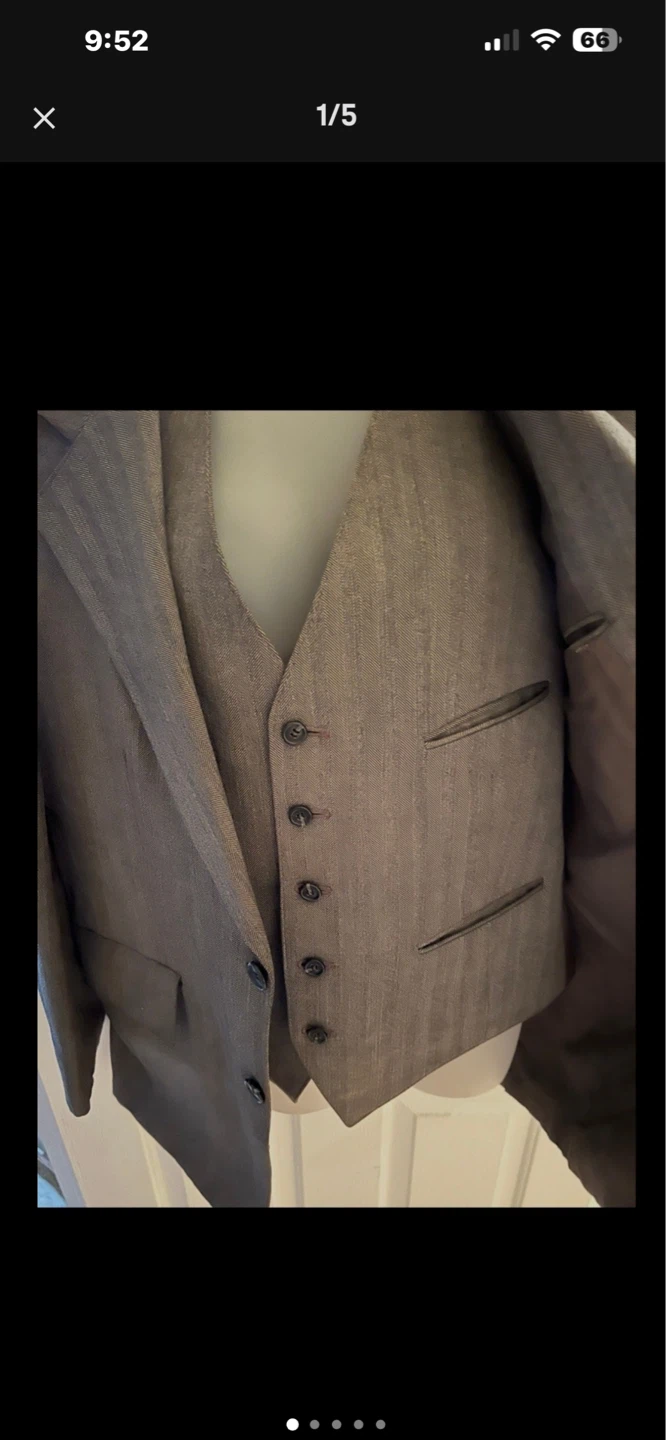 Large  Grey Pinstripe Suit Vest - photo 5