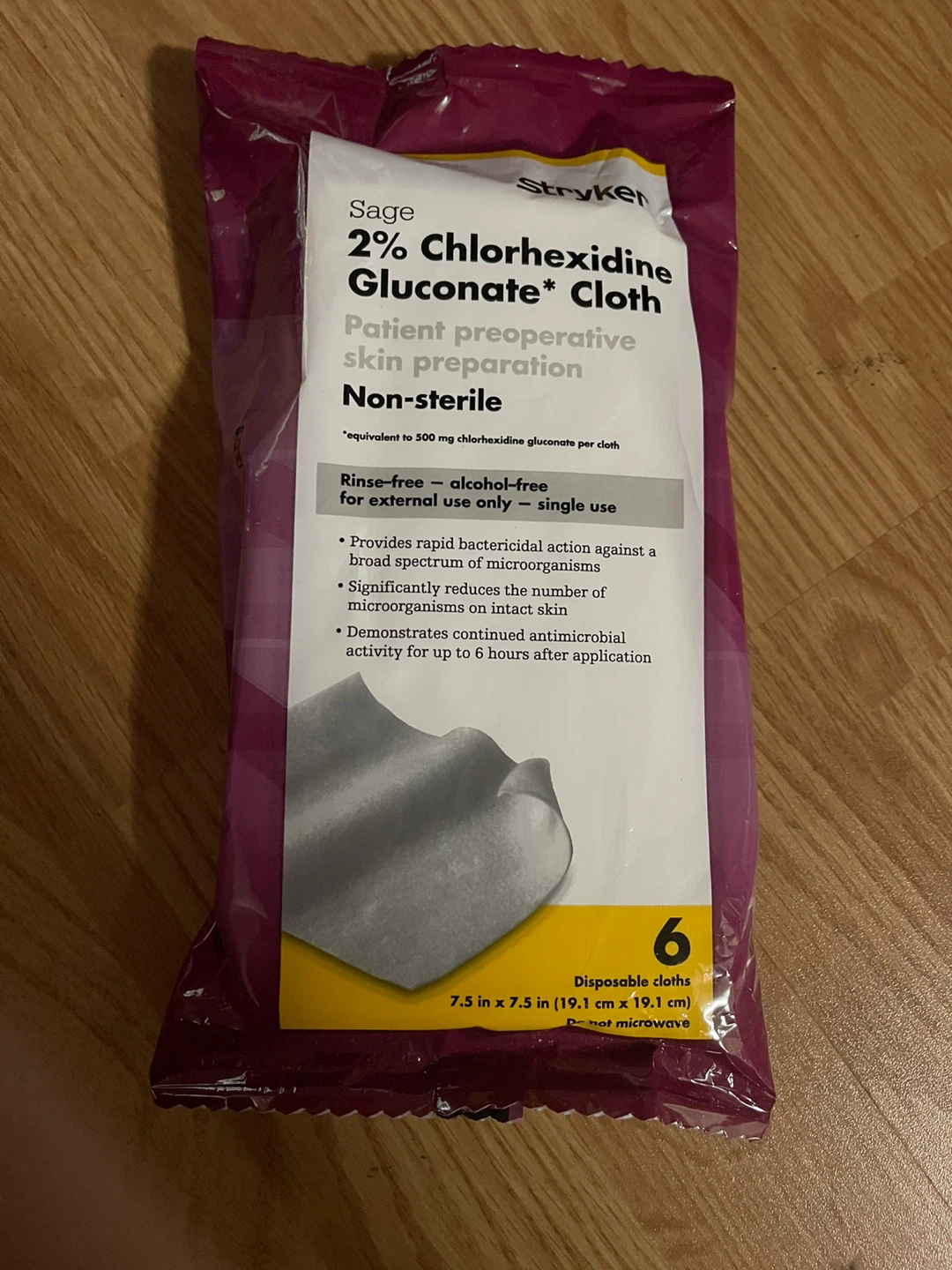 Sage 2% Chlorhexidine Gluconate Cloths (6 count)