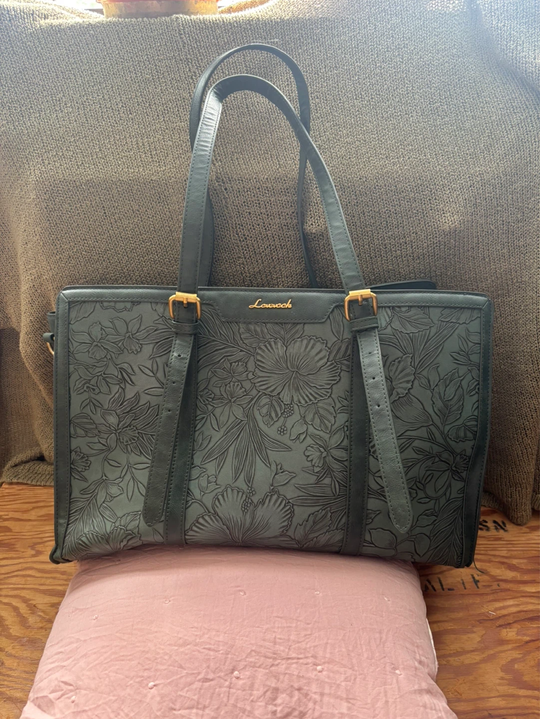 Forest Green Embroidered Work Tote