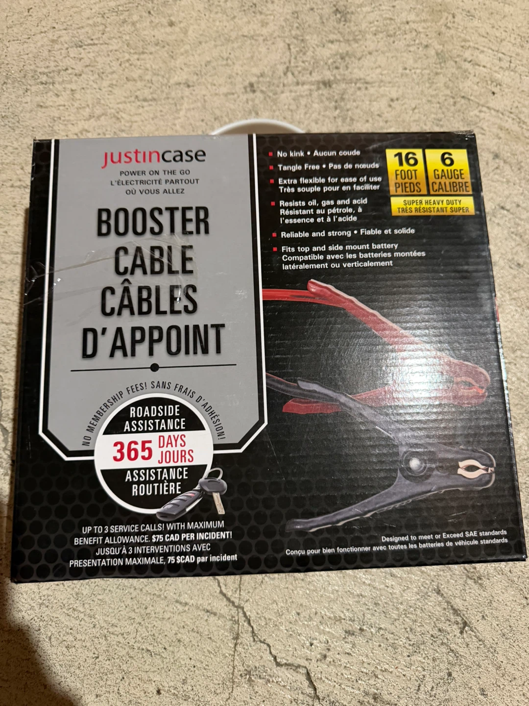 JustinCase Booster Cables 16ft 6 Gauge