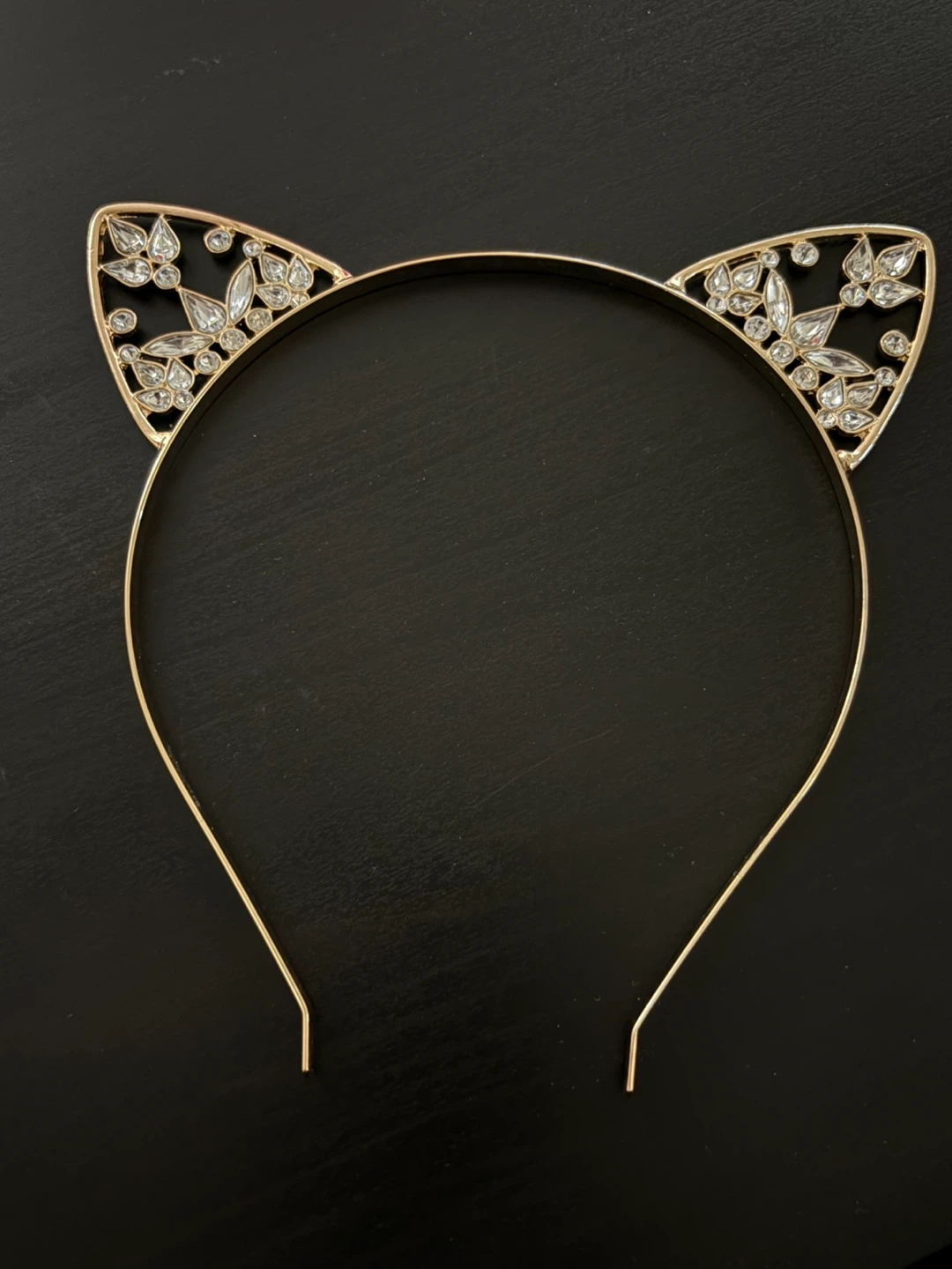 Gold Cat Ear Headband with Rhinestones
