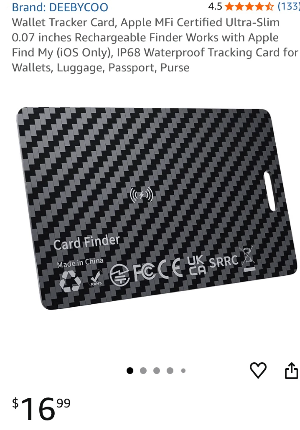 ⚽ DEEBYCOO Wallet Tracker Card - Ultra-Slim 0.07 inch