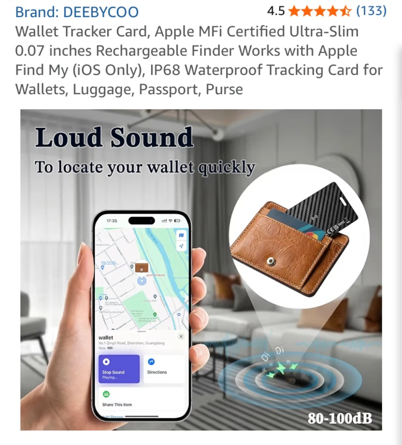 ⚽ DEEBYCOO Wallet Tracker Card - Ultra-Slim 0.07 inch - photo 2