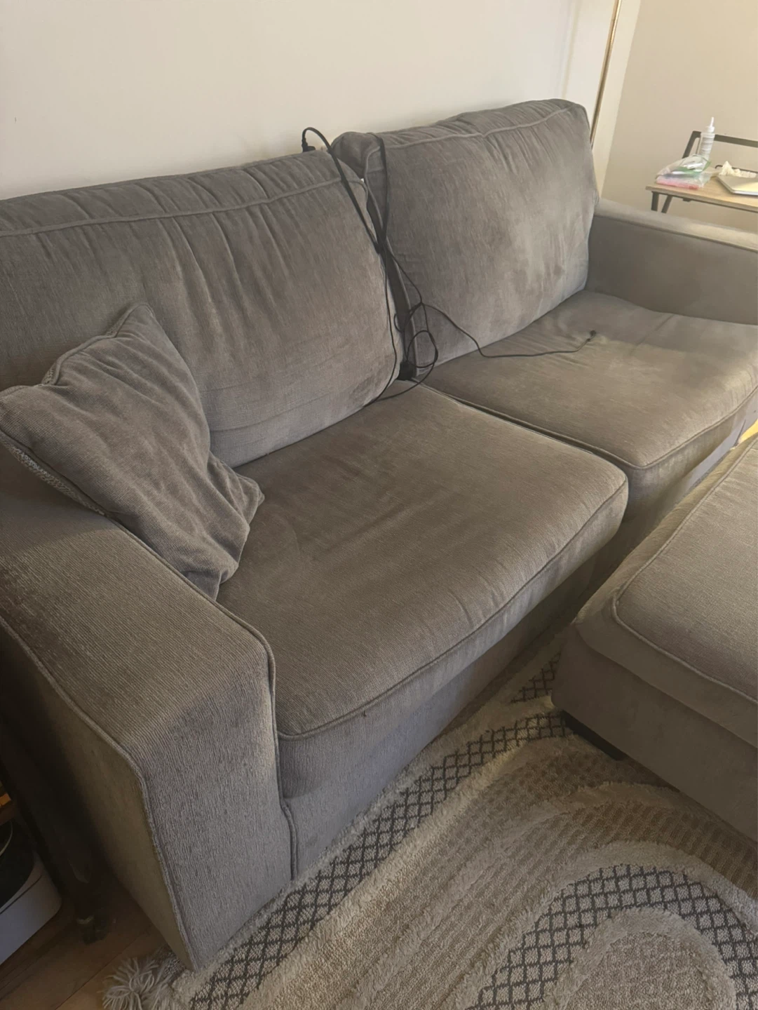 85” Gray Fabric Sofa with Ottoman - photo 2