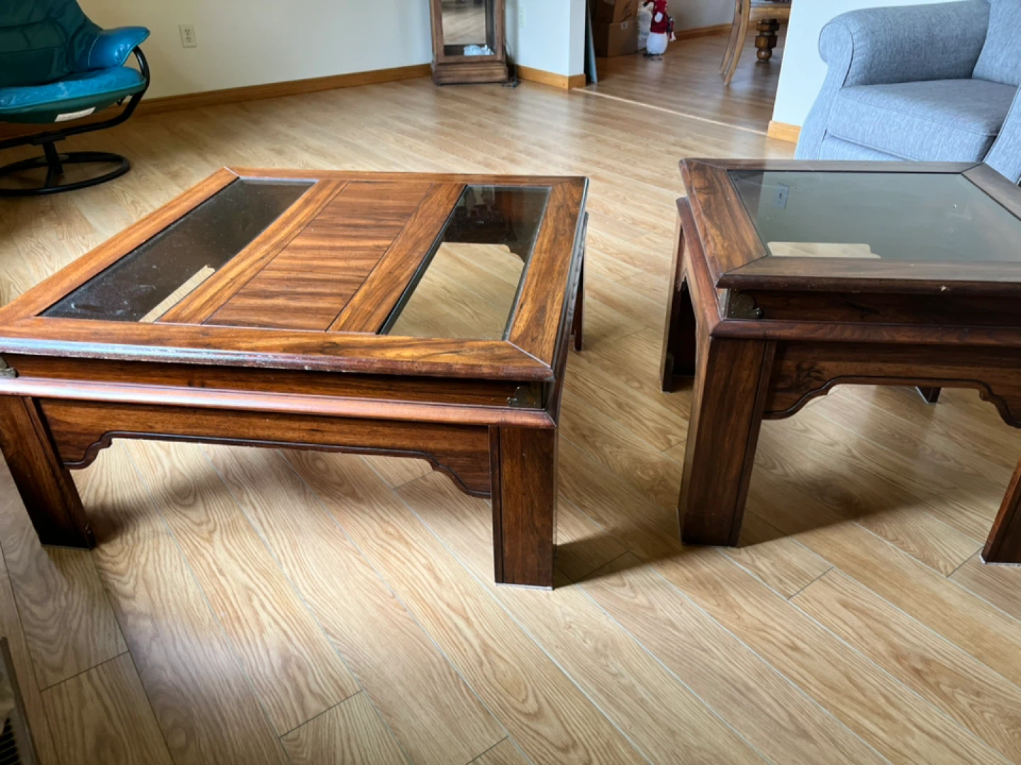 Vintage Wooden Coffee Table with Glass Top - photo 3