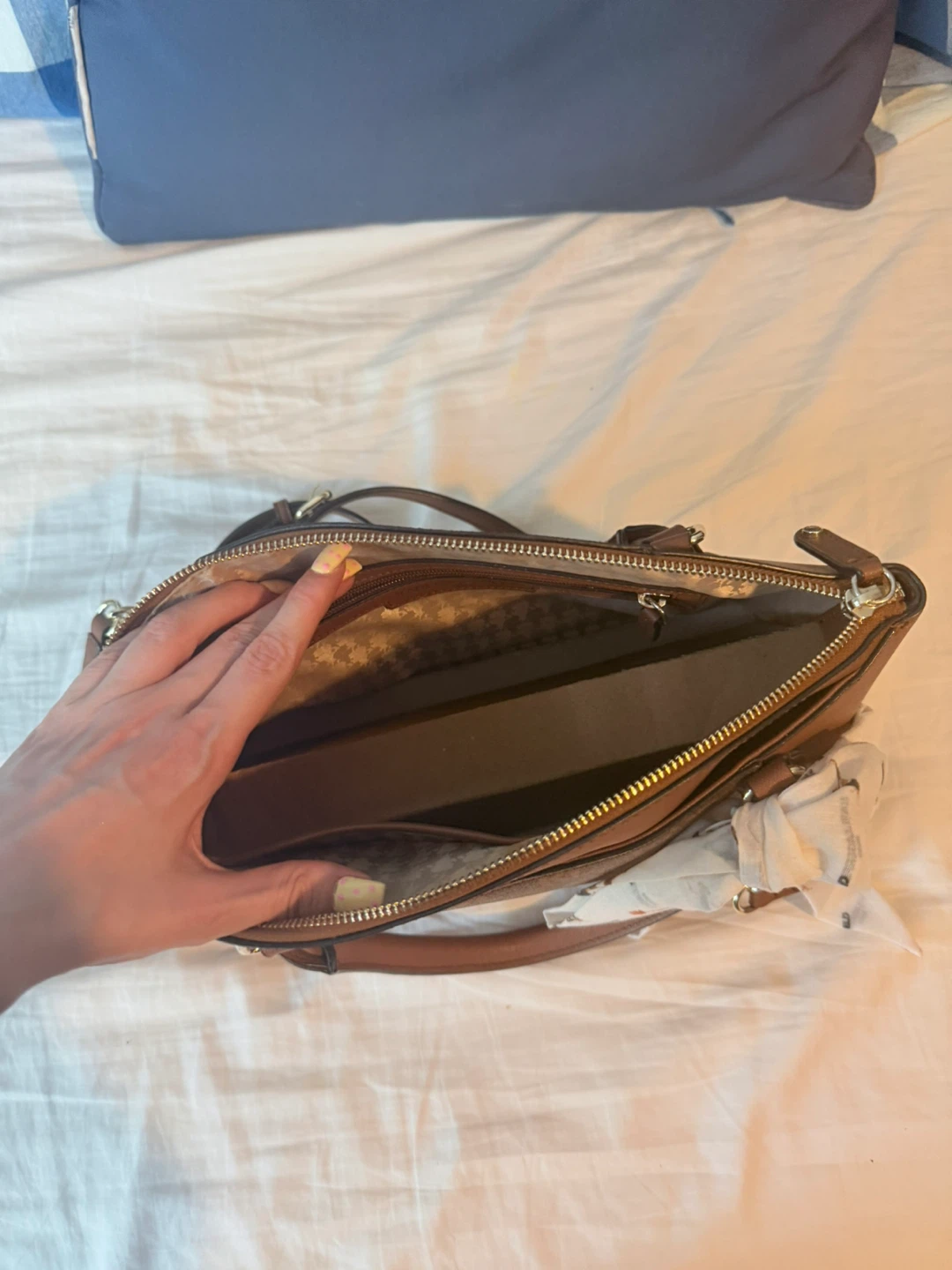 KARL LAGERFELD Paris Brown Monogram Satchel Handbag - photo 4