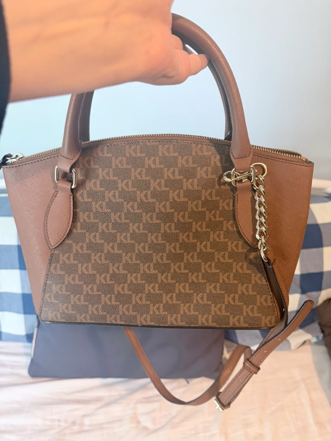 KARL LAGERFELD Paris Brown Monogram Satchel Handbag - photo 2