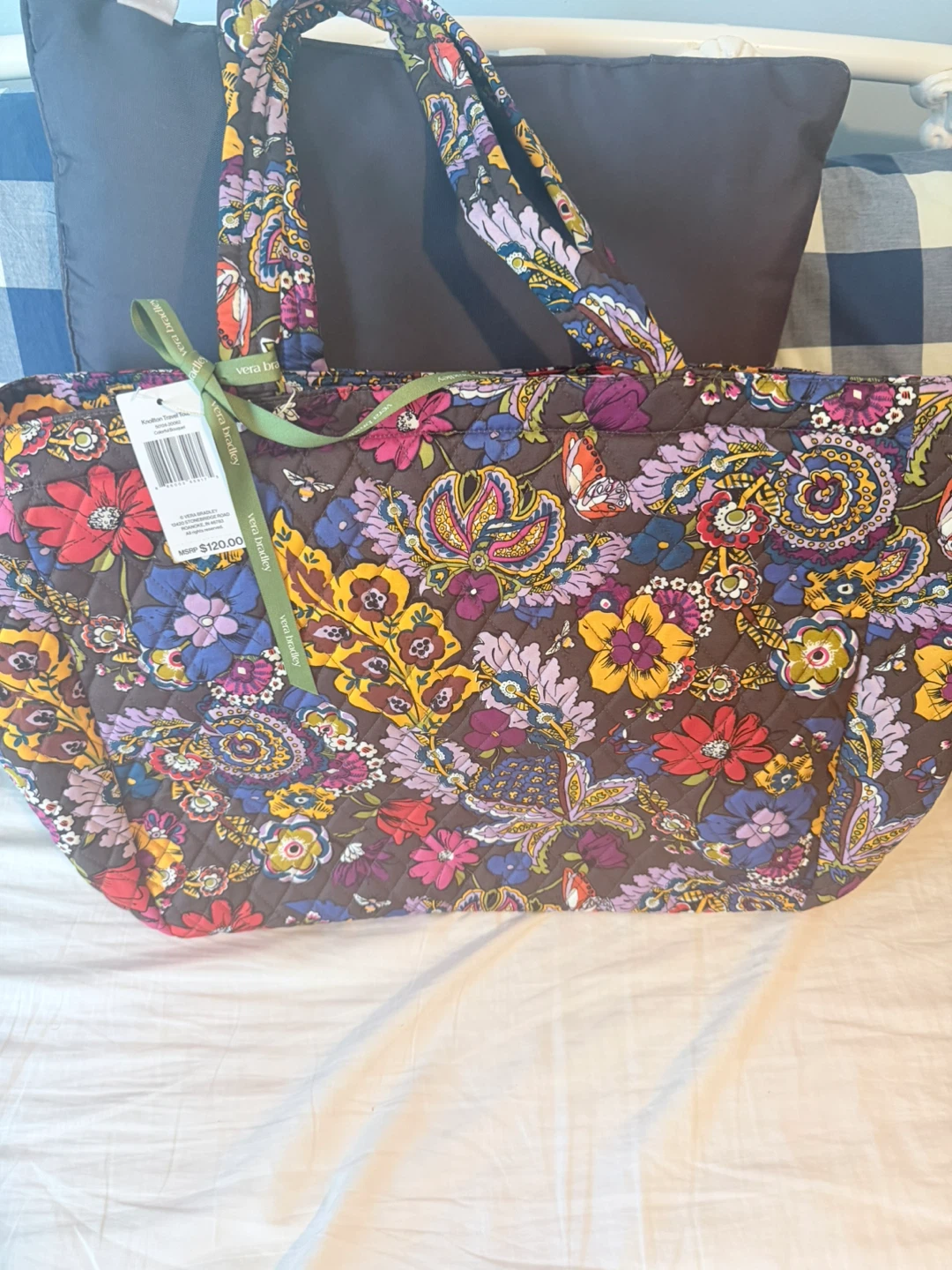 Vera Bradley Quilted Tote Bag - Brown Floral Print