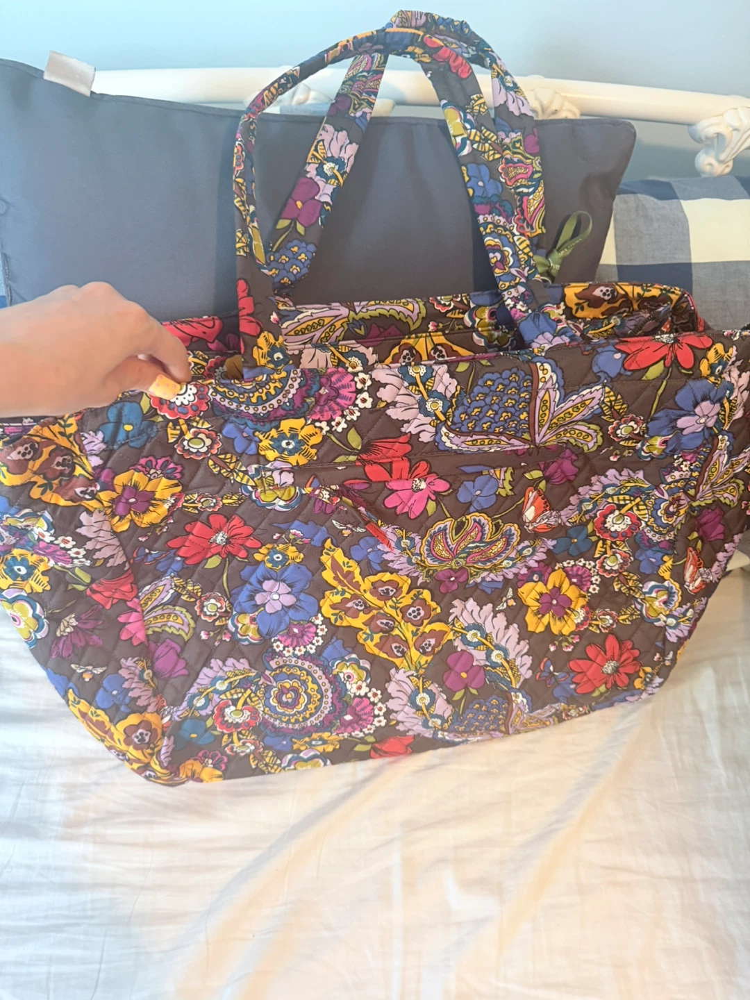 Vera Bradley Quilted Tote Bag - Brown Floral Print - photo 2