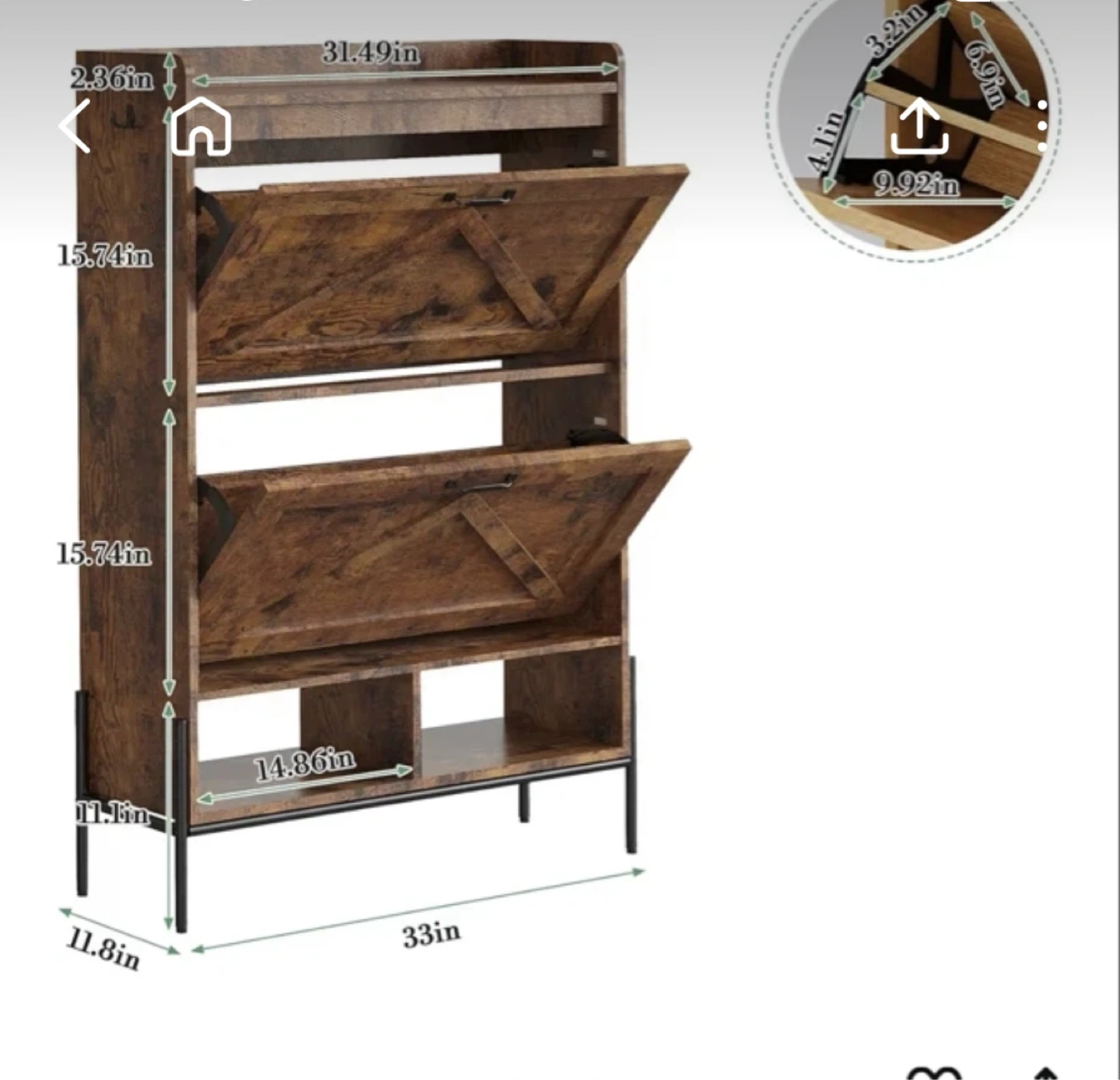 Rustic Entryway Shoe Cabinet with Barn Doors