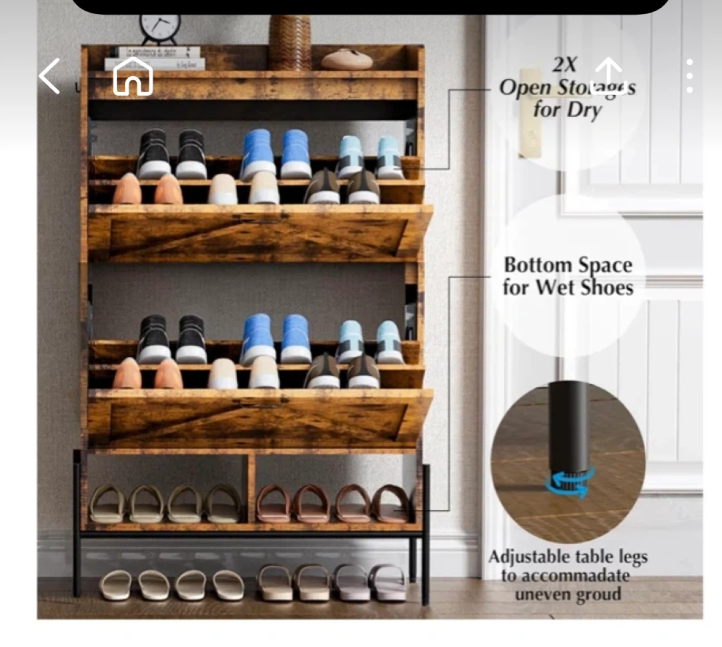 Rustic Entryway Shoe Cabinet with Barn Doors - photo 2