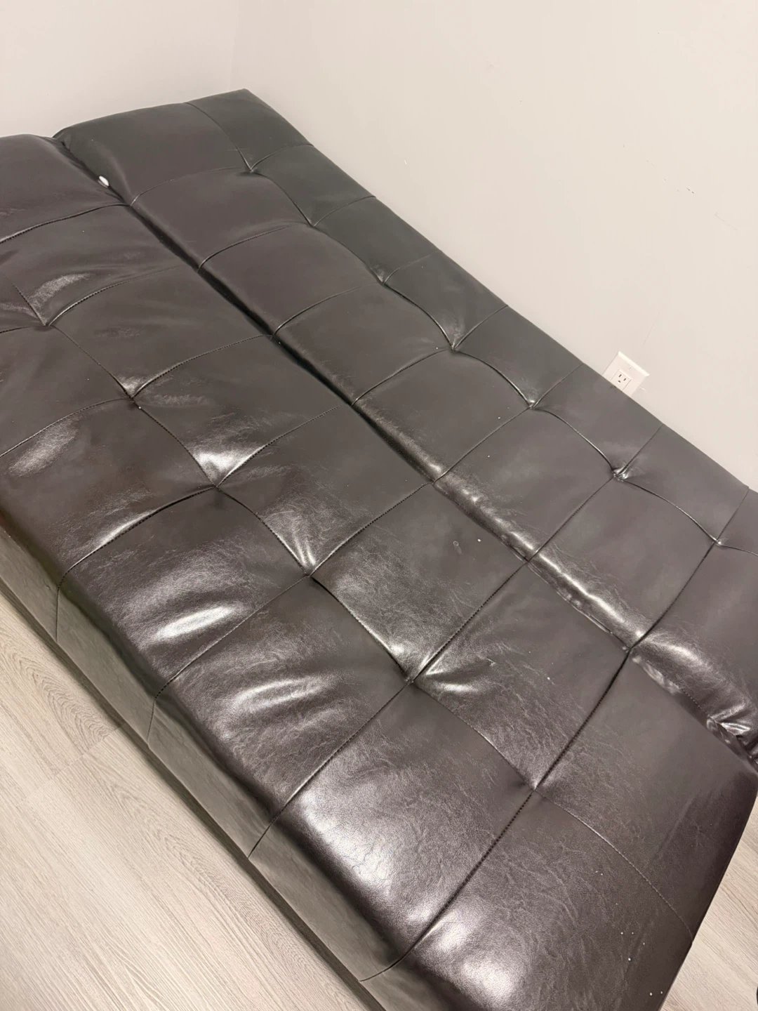 Dark Brown Faux Leather Tufted Sofa Bed - photo 2