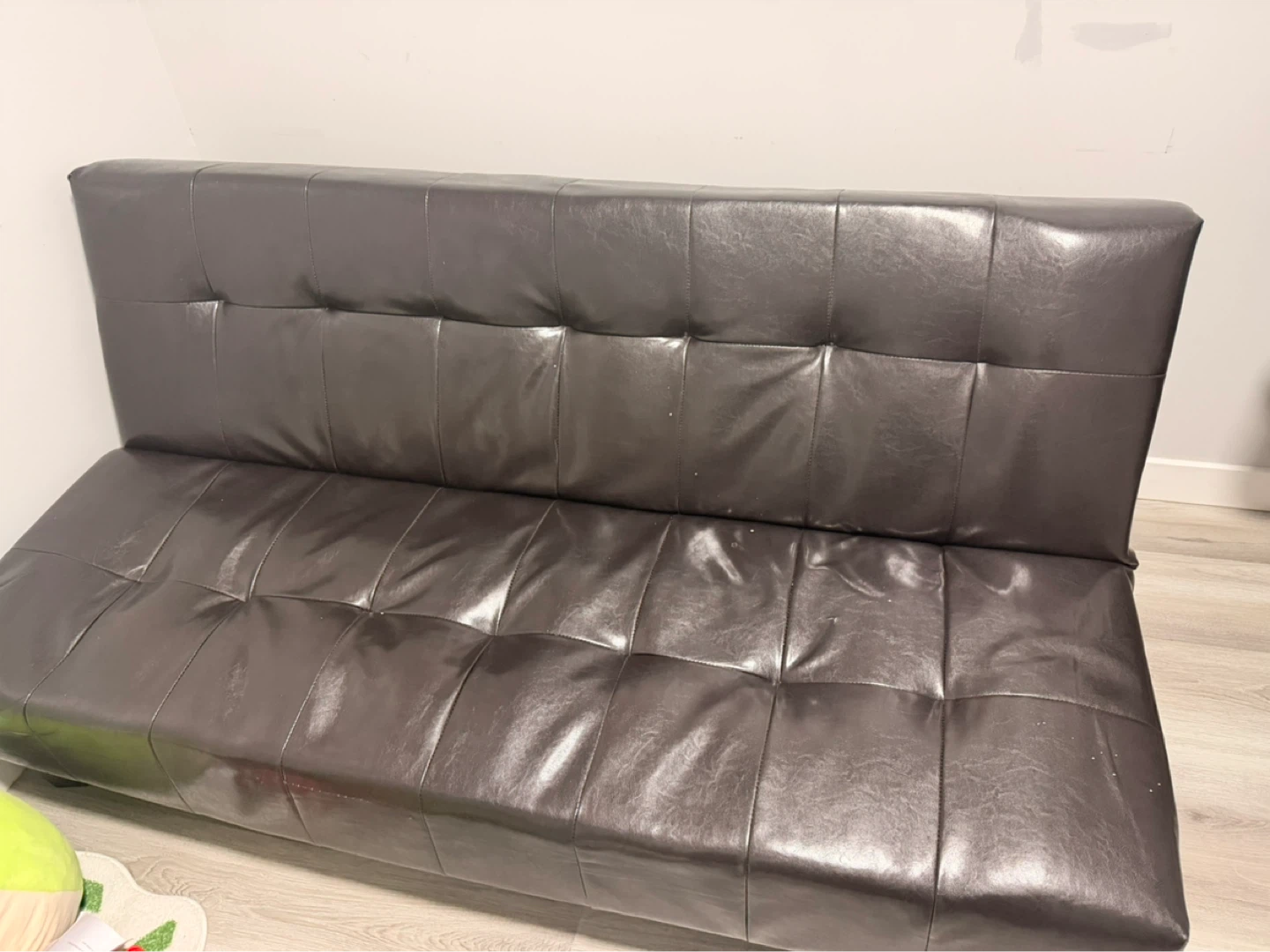 Dark Brown Faux Leather Tufted Sofa Bed
