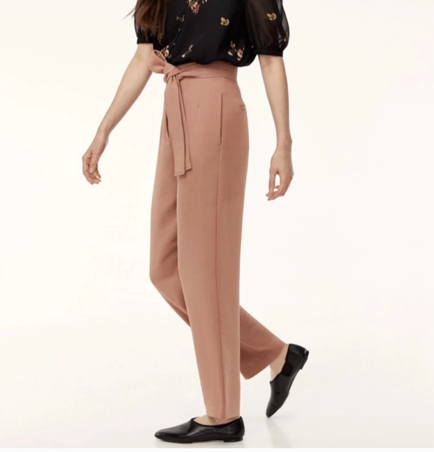 Aritzia tie front taupe pants size 6