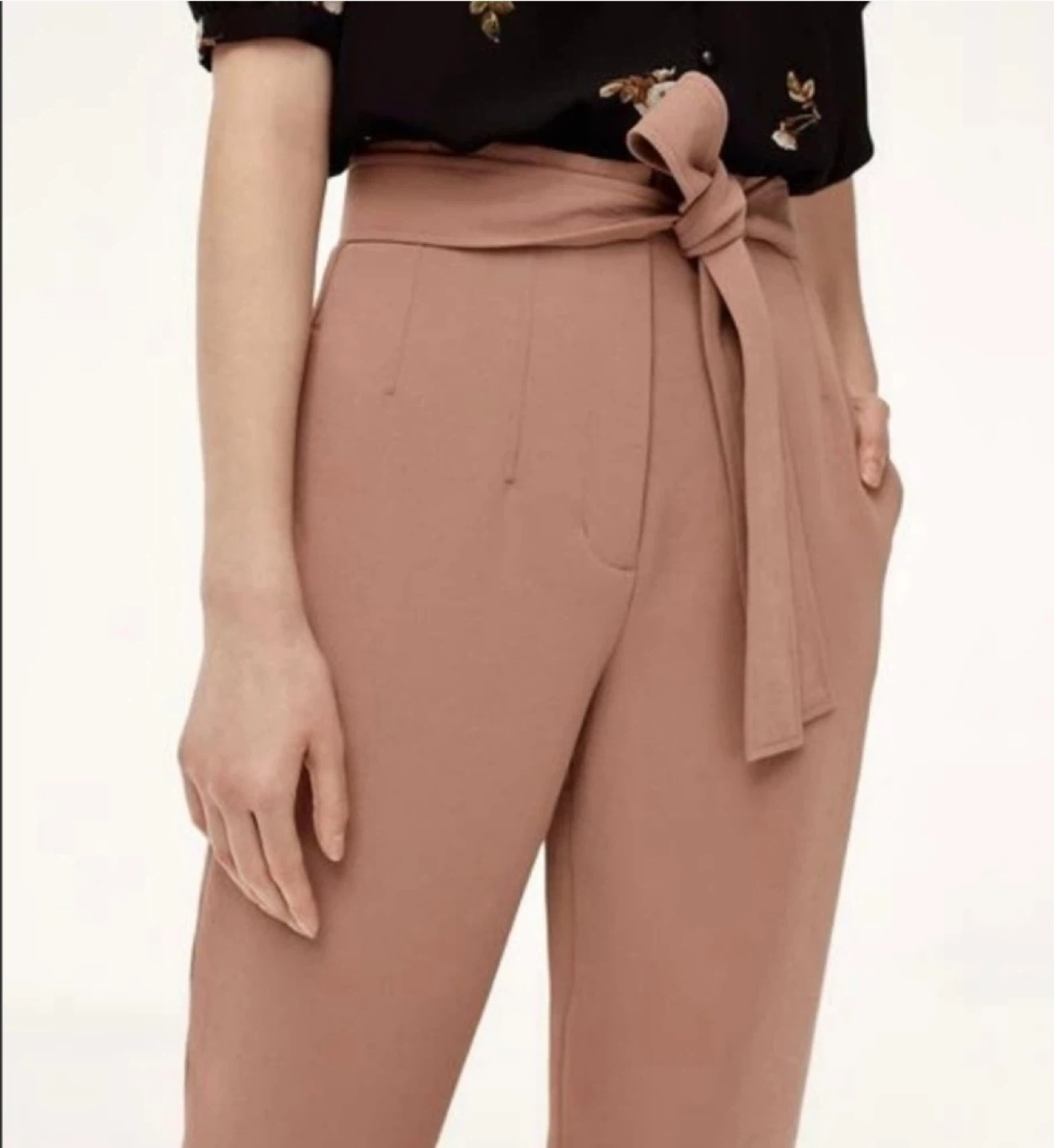 Aritzia tie front taupe pants size 6 - photo 2