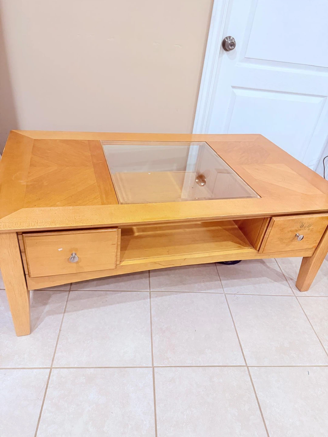 Wooden Coffee Table with Glass Insert - photo 2