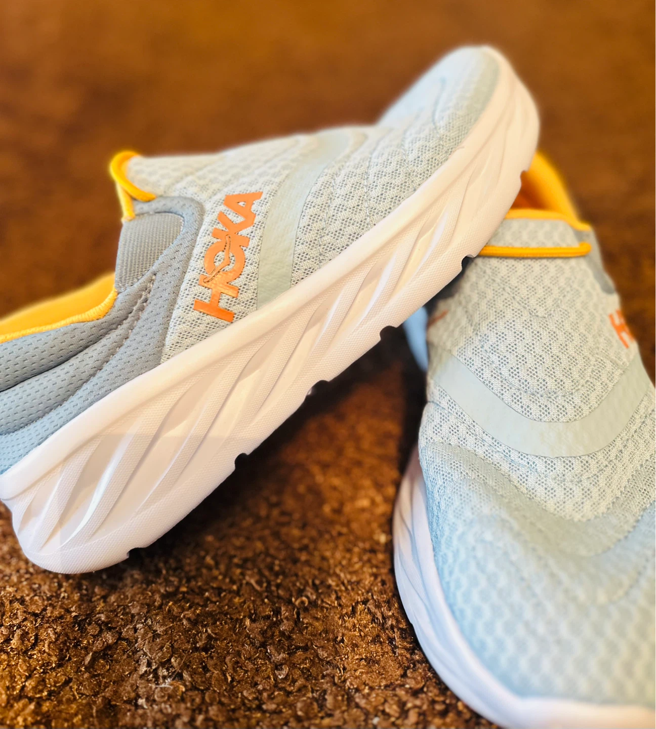 Hoka Ora Recovery Slide 2 Shoes - Sky / Mist / Yellow