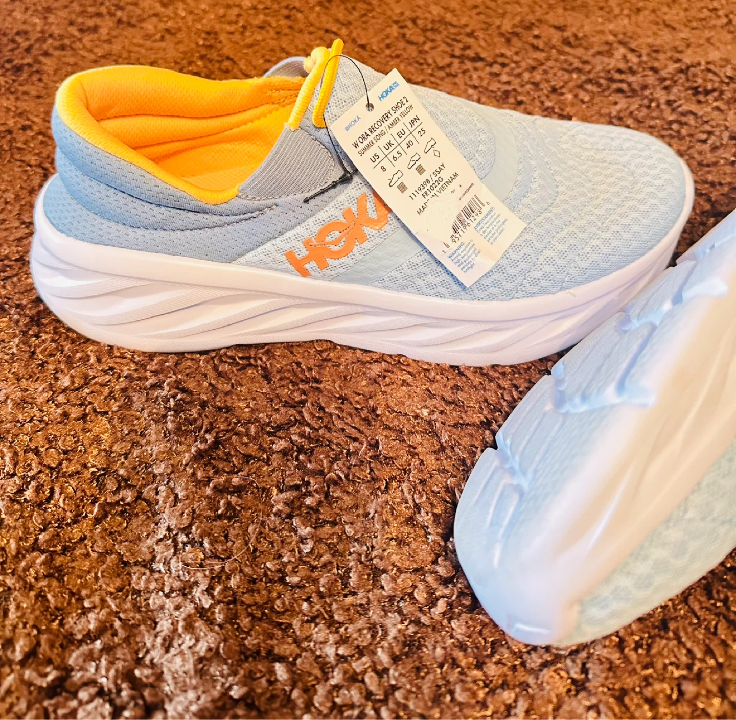 Hoka Ora Recovery Slide 2 Shoes - Sky / Mist / Yellow - photo 2