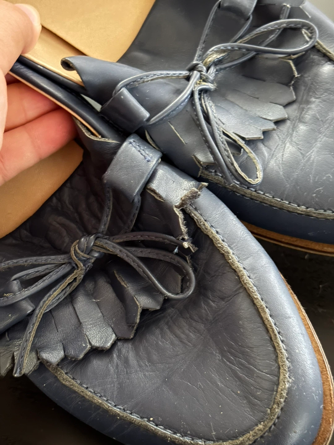 Navy Blue Leather Loafers - photo 3