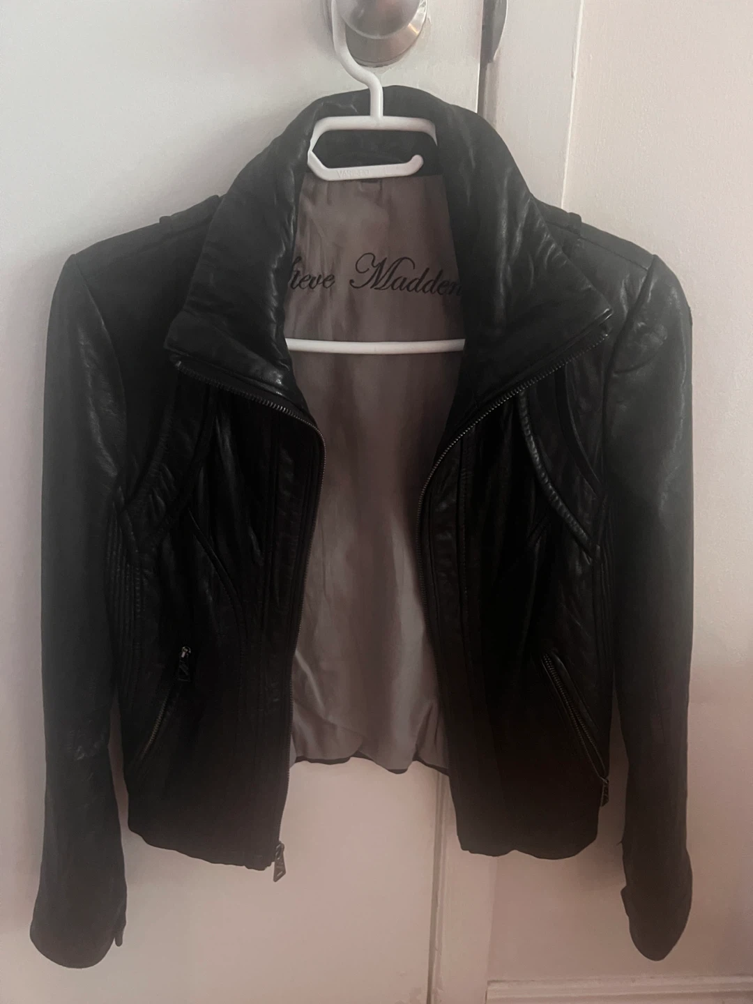 Vintage Steve Madden Black Leather Moto Jacket XS