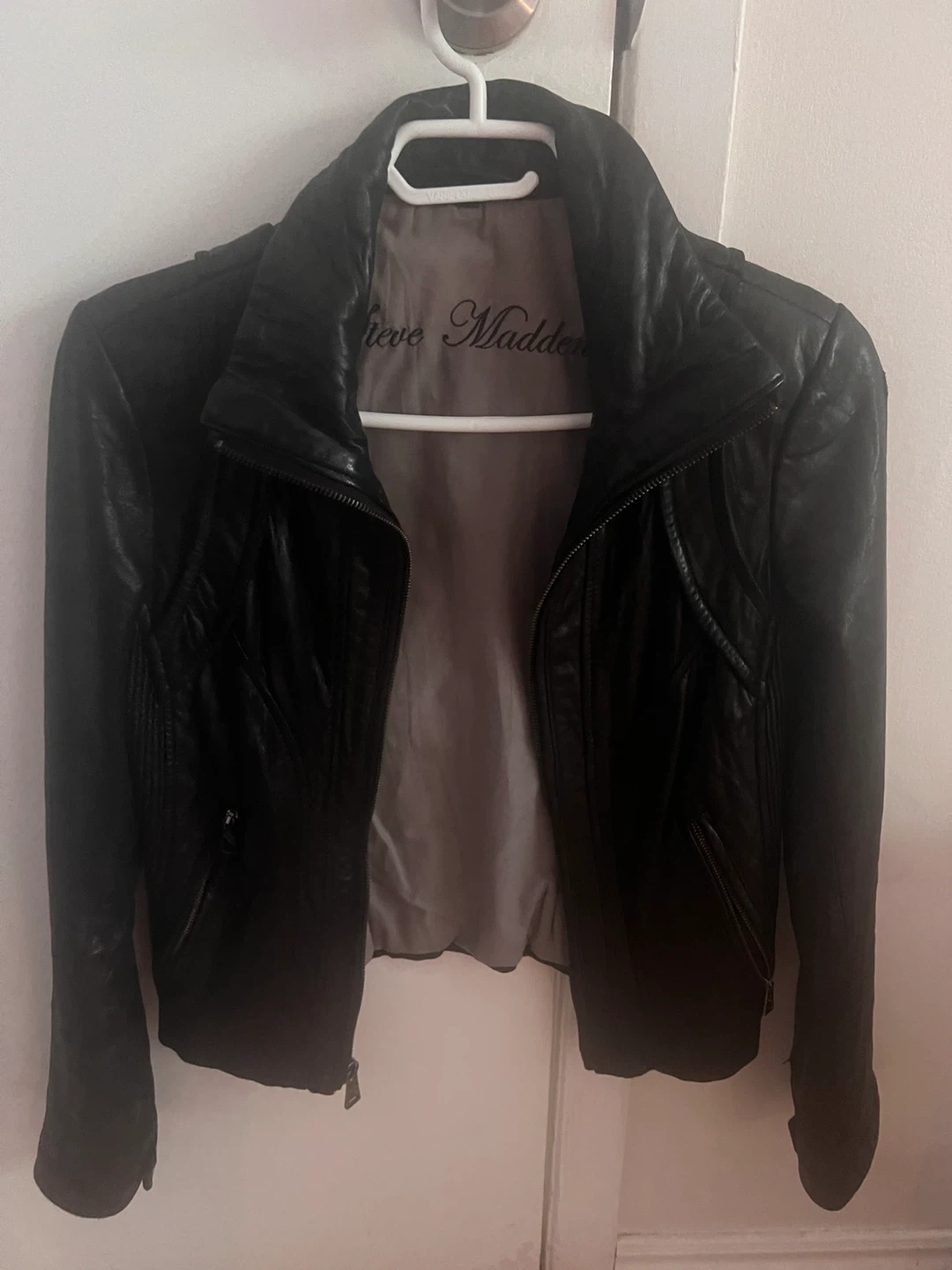 Vintage Steve Madden Black Leather Moto Jacket XS - photo 2