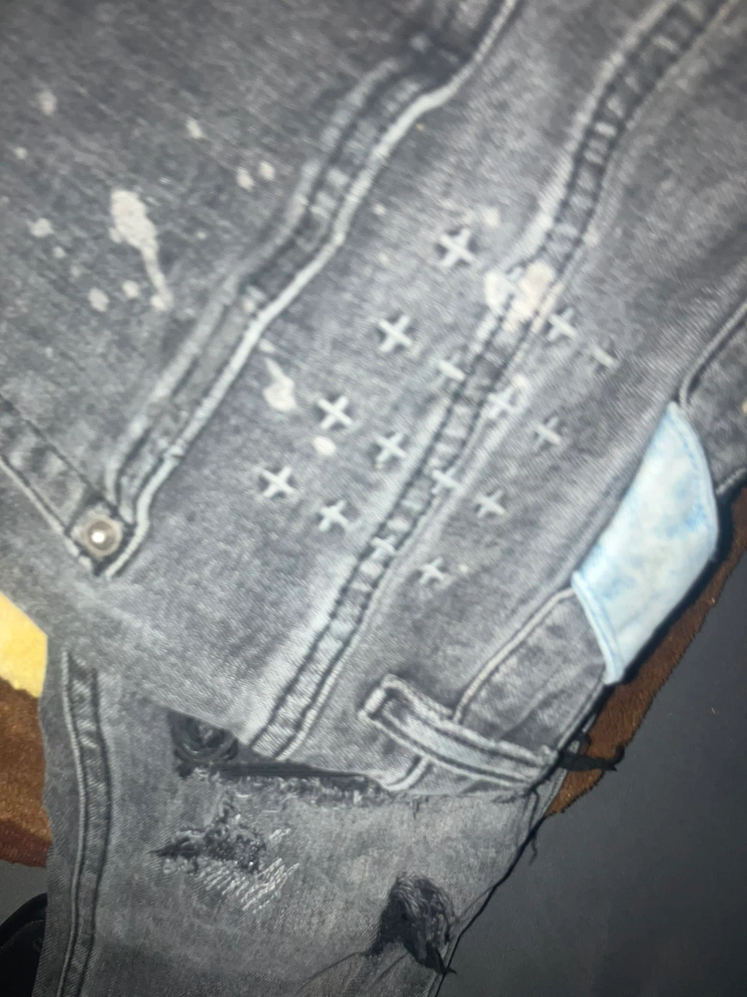 Black Distressed Denim Jeans - photo 3