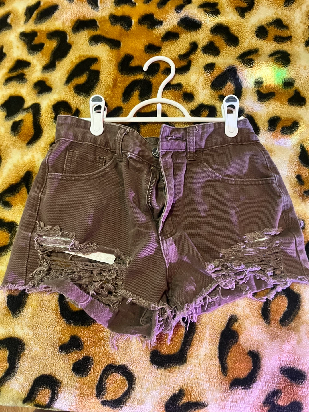 Brown Distressed Denim Shorts