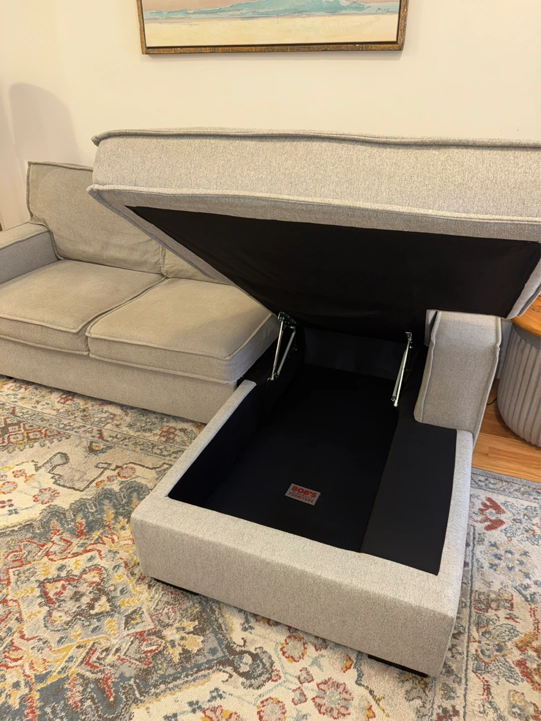 Couch with chaise storage & pull out - photo 4