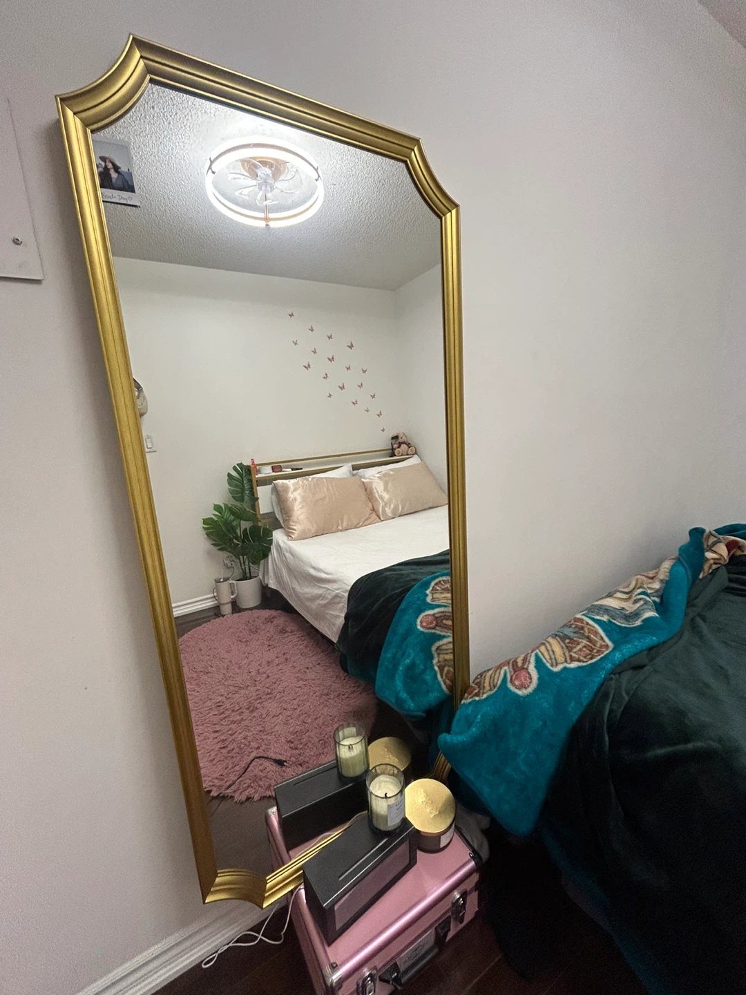 Gold Ornate Arch Top Floor Mirror