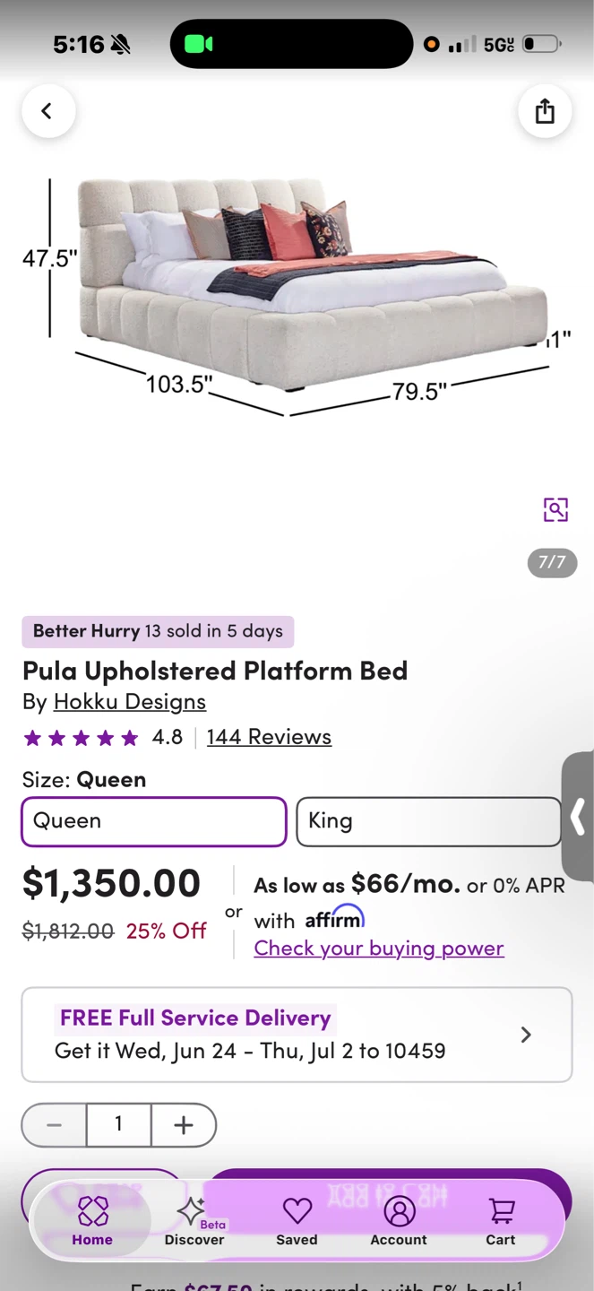 Pula Upholstered Platform Bed by Hokku Designs - Queen Size