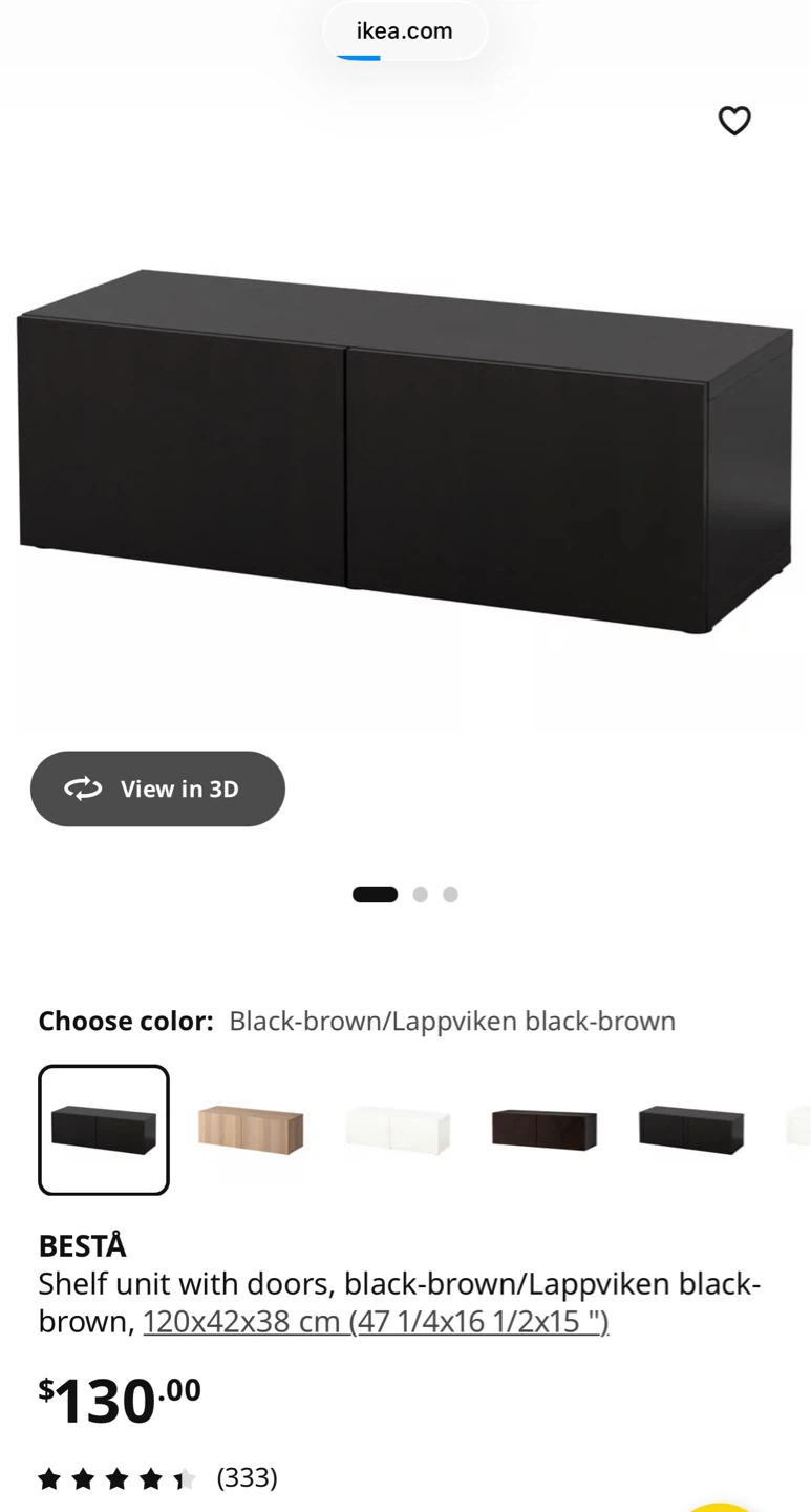 IKEA BESTA 2-Door TV Stand – Black Brown | $30 - photo 3